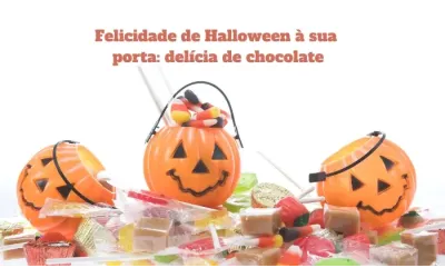 Felicidade de Halloween à sua porta: delícia de chocolate