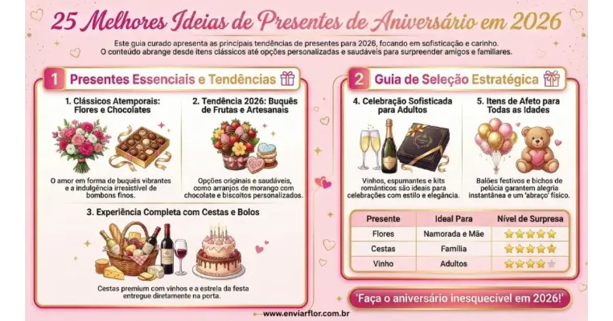 25 Melhores Ideias de Presentes de Aniversário em 2026 para Surpreender com Amor