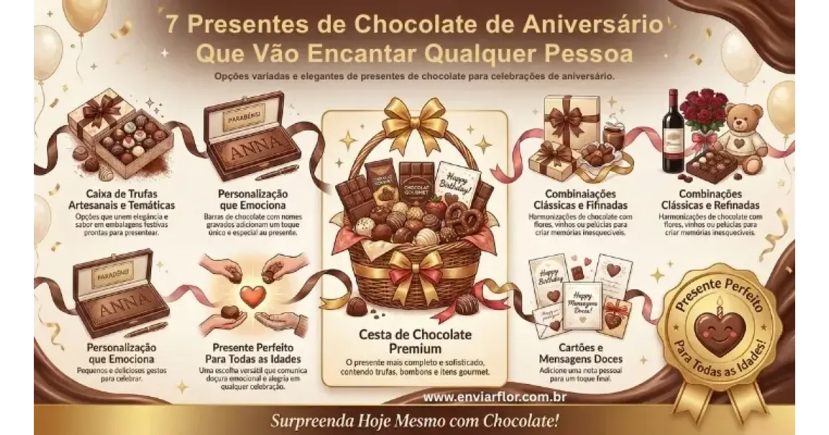 7 Presentes de Chocolate de Aniversário Que Vão Encantar Qualquer Pessoa