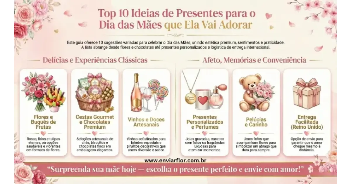 Top 10 Ideias de Presentes para o Dia das Mães que Ela Vai Adorar