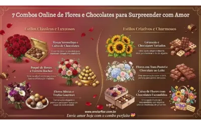 7 Combos Online de Flores e Chocolatespara Surpreender com Amor