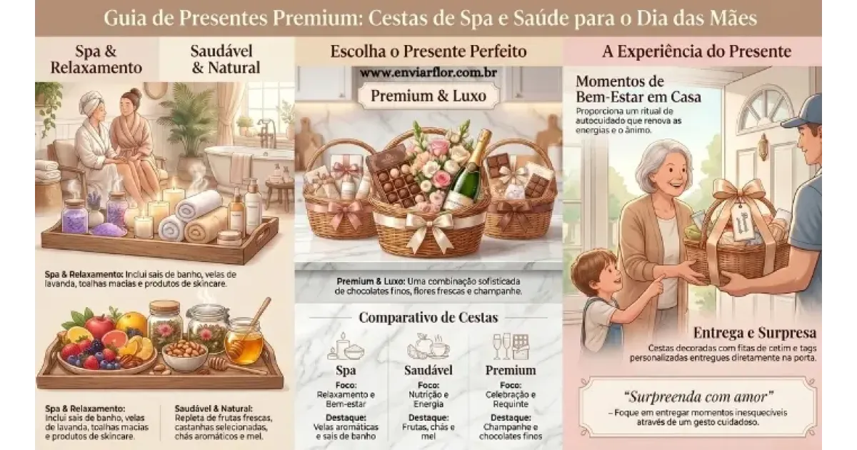 Cestas para o Dia das Mães: Guia de Hampers Premium de Spa e Saúde