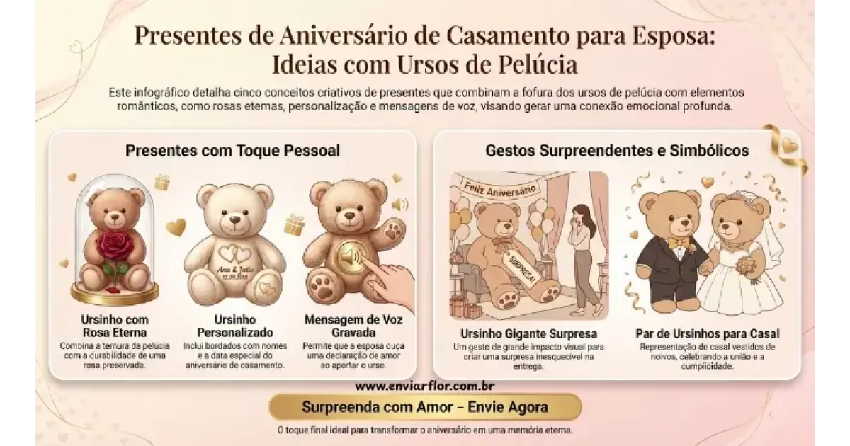 Presentes de Aniversário de Casamento para Esposa com Ursinhos de Pelúcia que Ela Vai Adorar