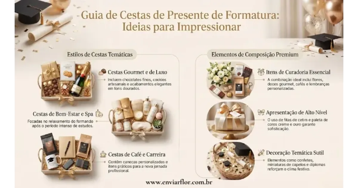 Ideias de Cesta de Presente de Formatura que Vão Impressionar