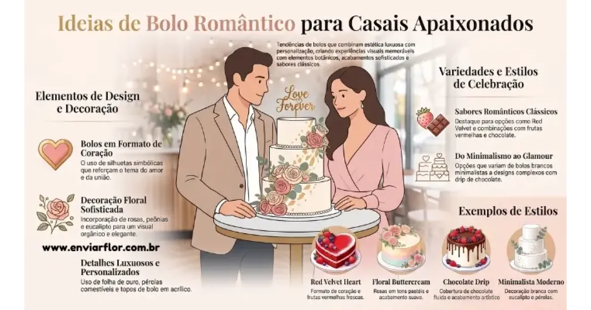 Ideias de Bolo Romântico para Casais Apaixonados