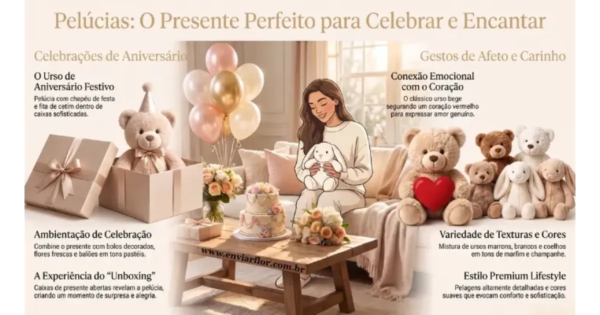 Pelúcias: Ideias de Presente com Urso de Aniversário e Coração
