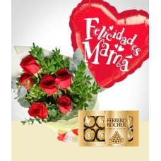 Surpresa para mamãe: Bouquet, Chocolates e Balão