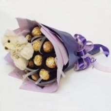Buquê Ferrero Rocher com um ursinho de pelúcia GRÁTIS