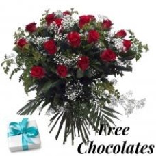 24 rosas vermelhas com chocolates grátis