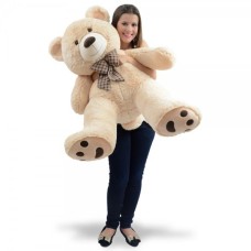 Urso de pelúcia gigante de 1 metro e 8 cm - William com laço xadrez