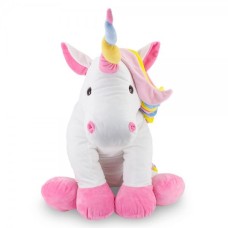 Unicórnio de Pelúcia 65 cm - Almofada Branca com Detalhes Coloridos