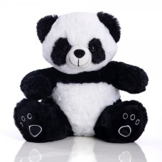 Urso de pelúcia panda sentado, 28 cm - pegadas em preto e branco