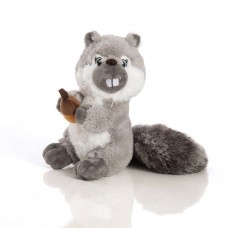 Esquilo de pelúcia de 22 cm - Cada um com uma noz na mão cinza