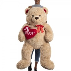 Urso de pelúcia de 1 metro e 30 cm - Mozao com areia em formato de coração