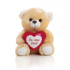Urso de pelúcia de 21 cm sentado, cor caramelo doce.