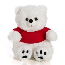 Urso polar de pelúcia sentado, 23 cm - Floquinho com camisa