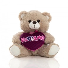 Urso de pelúcia de 25 cm - Lizzie com coração "Eu te amo" Deserto