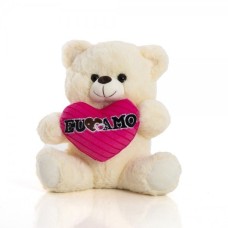 Urso de Pelúcia 25 cm - Lizzie com Coração "Eu Te Amo" Pérola