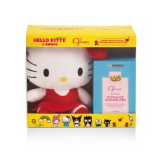 Gotas de chocolate Panetone com pelúcia vermelha da Hello Kitty
