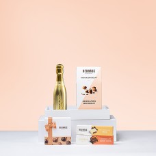 Bandeja de presente Neuhaus com Prosecco Bottega e chocolates
