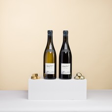 Presente de boas-vindas com vinhos Pascal Jolivet Sancerre e chocolates.
