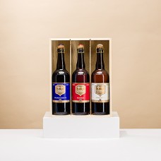 Degustação de cerveja Chimay em caixa de madeira