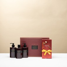 Conjunto de presente Atelier Rebul Bereket Bad & Body com chocolates Guylian
