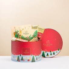 Cesta redonda Godiva Winter Wonderland vermelha