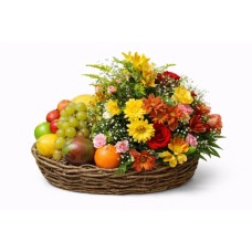 Cesta de frutas e flores