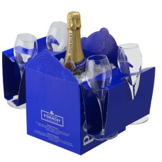 Caixa de champanhe Royal Pommery Brut com 4 taças.