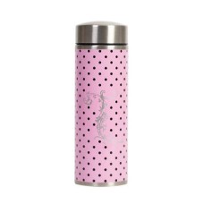 Garrafa térmica de viagem Ladurée para chá, rosa com bolinhas.
