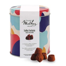 Trufas sofisticadas de macaron de framboesa - Caixa de metal decorativa