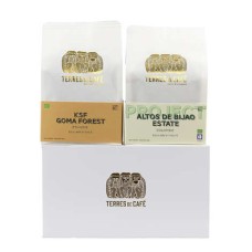Conjunto para degustação de grãos de café orgânicos e de comércio justo