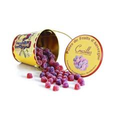 Pérolas de pasta de frutas vermelhas da região de Auvergne em balde de metal (balde de 200g)