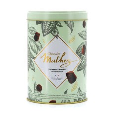 Trufas de doce efervescentes em lata verde pastel