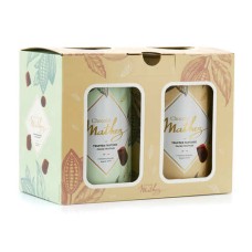 Caixa de presente em tons pastel com trufas de caramelo com manteiga simples e salgada.