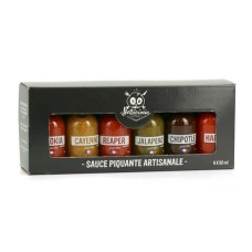 Caixas com 6 purês de pimenta deliciosos