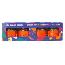 Caixa de especiarias Au Feu Les - Mistura de especiarias para churrasco e chapa (caixa de 43g (4 frascos))