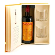 Caixa de presente de rum Hampden HLCF Classic + 2 copos de whisky.