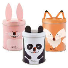 Conjunto de 3 caixas de trufas finas Mathez com decoração de animais.