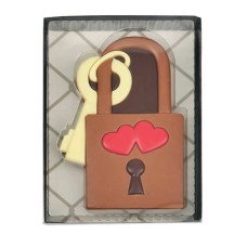 Cadeado de chocolate em formato de coração (cadeado de 80g)
