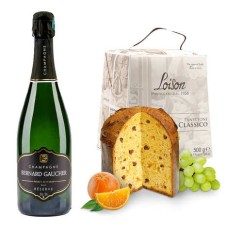 Variedade de panetone Loison e Champagne Gaucher Reserve Brut