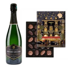 Conjunto de chocolates Maxim's e champanhe Gaucher Reserve Brut.