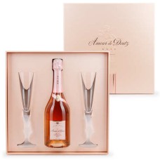 Champanhe Deutz Cuvée Amour Rosé em caixa de presente com 2 taças.