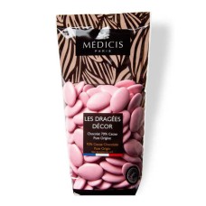 Drágeas decoradas com chocolate amargo 70% - Laqueadas em rosa (pacote de 250g)