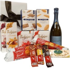 Delicioso kit de presente belga para desfrutar com Prosecco.