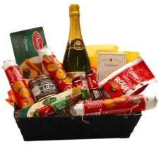 Cesta de Presente Belga com Champanhe como Brinde Promocional