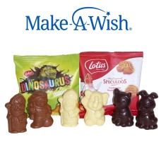 Presente de Sinterklaas da Make-A-Wish com pequenas figuras de chocolate