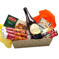 Cesta de doces com cerveja belga Tripel