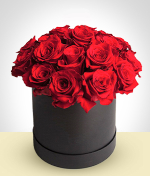 Caixa de veludo com 24 rosas